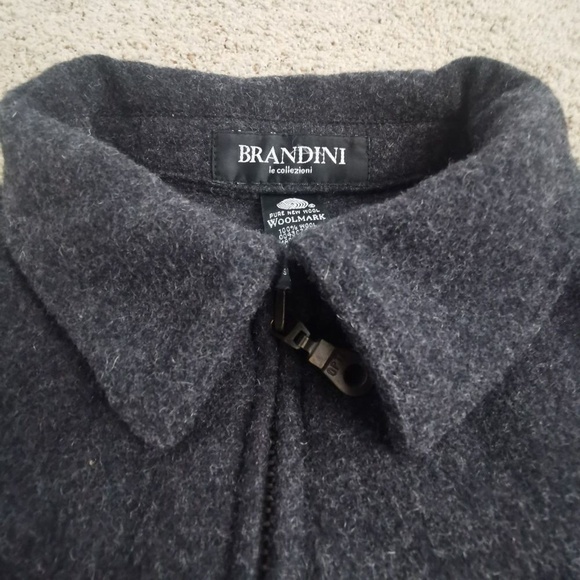 Brandini Jacket Mens Extra Large Dark Gray Oxford Casual Wool Zip Up Collar - Picture 5 of 13